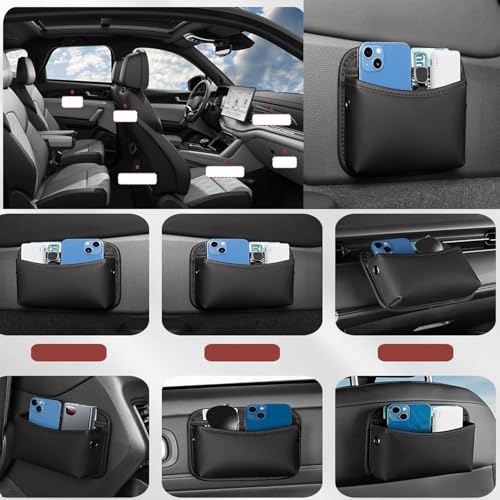 Universal Car Side Pocket Organizer for Car Seat, PU Leather Car Pocket Pouch, Door, Window, Console, Keys Cards Cell Phone Sunglasses Holder for Car, Multifunctional Car Organizer Accessories.