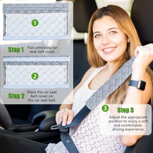 5 Pack Soft Comfort Car Seatbelt Cover Protector Pads Strap for Protecting Neck and Shoulder (Gray) - color: Grey