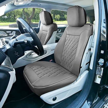 FH Group Deluxe Faux Leather Diamond Pattern Front Set Car Seat Cushions (Solid Gray) with Gift - Universal Fit for Cars, Trucks, & SUVs - color: Gray