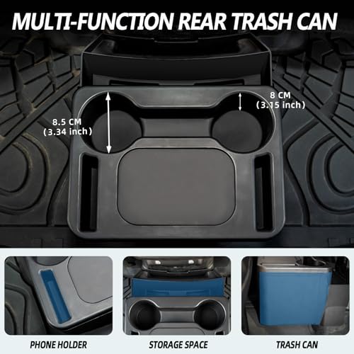 Trash Can with Cup Holder for Wrangler JL JLU & Gladiator JT, Large Rear Storage Organizer with Cup Holder & Phone Holder Multi-Function Jeep Accessories for Wrangler JL JLU & Gladiator JT 2018-2025
