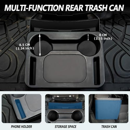Trash Can with Cup Holder for Wrangler JL JLU & Gladiator JT, Large Rear Storage Organizer with Cup Holder & Phone Holder Multi-Function Jeep Accessories for Wrangler JL JLU & Gladiator JT 2018-2025