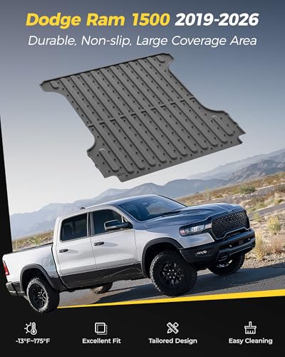 3W Truck Bed Mat for Dodge Ram 1500/1500 RHO 2019-2026 & Ram 1500 Classic 2019-2024 Short Bed (5.7 FT / 67.4inches) All Weather Protection TPE Heavy Duty Cargo Bed Liner (Not for Rambox) - size: 2. Dodge Ram 1500|19-26|Truck Bed Mat