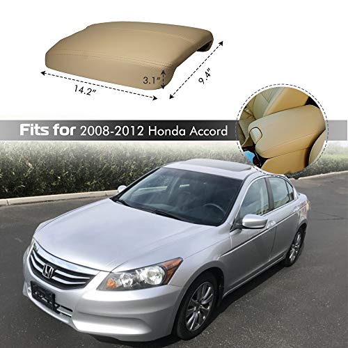 A ABIGAIL Center Console Armrest Cover Repacement Compatible with 2008 2009 2010 2011 2012 Honda Accord Auto Leather Suture Console Lid Cover Replacement (Beige) - color: Beige