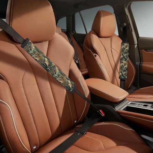 Camouflage Forest Steering Wheel Cover Elastic Non-Slip Car Steering Wheel Covers with Seat Belt Shoulder Pad for Women Men - color: Camouflage Forest