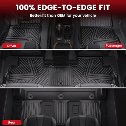 LASFIT Floor Mats for Rivian R1S 2022 2023 2024, All Weather Floor Liner TPE Custom Fit Car Mats for Rivian R1S 1st & 2nd & 3rd Row Rubber Mats, Black,Tasteless, Durable and Easy to Clean - size: 2022-2024 | For Rivian R1S | 1st & 2nd & 3rd Row