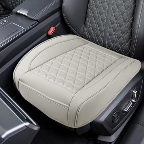 Luxury Faux Leather Car Seat Cover, Anti-Slip Waterproof Universal Front Bottom Seat Protector with Storage Pocket, Triangular Pattern Vehicle Seats Cushion for Sedans, SUVs, Trucks (Grey) - color: Grey