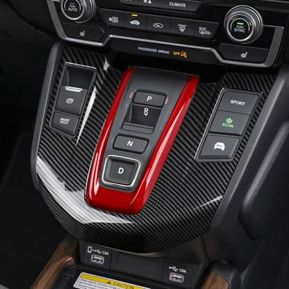 Hybrid 2PCS Gear Shift Panel Decals for Honda CRV 2017 2018 2019 2020 2021 2022 Accessories CR-V ABS Carbon Fiber Interior Stickers - color: 2pcs Hybrid Gear Shift Panel
