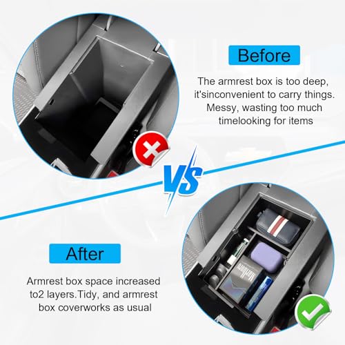 2026 Equinox Center Console Organizer Compatible with Chevy Equinox 2025 2026 LT/RS/ACTIV Armrest Storage Box Interior Pallet Insert Tray Secondary Accessories, Middle Console Tray, Not for EV