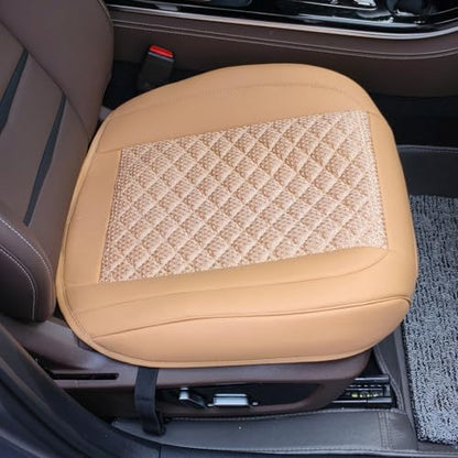 Leather Car Seat Covers,Beige Bottom Car Seat Covers Front Seat Only,Ventilated Breathable Comfortable Car Seat Protector for Leather Seats - color: Beige
