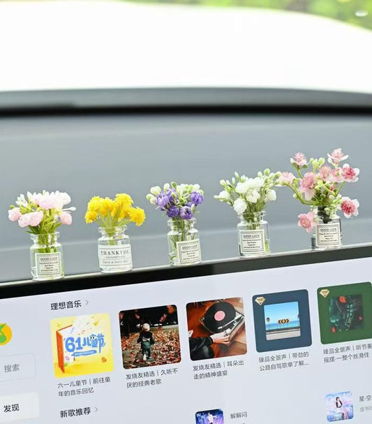 5-Pack Flower Vase Decoration for Car Dashboard, Cute Knickknack for Desktop, Elegant Ornament for Car Interior Decor, Adhesive Stickers Included (Flower Vase)