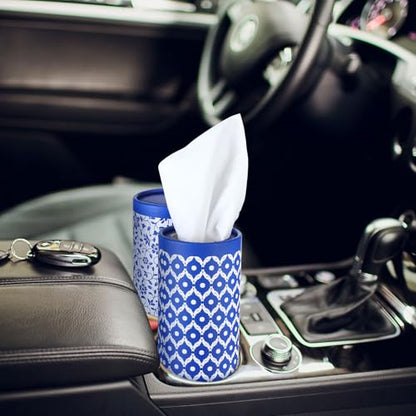 12 Pack Car Tissue Cylinder Holder Bulk with 3 Ply Facial Tissues, Round Napkin Holders for Car Cup Holder Cylinder Travel Paper Tubes Bulk Round Napkin Boxes Packs(Novel Style) - style: Novel Style