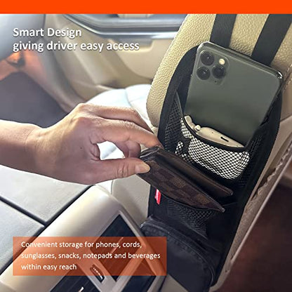 Car Seat Side Organizer, Auto Seat Storage Hanging Bag, Phones, Drink, Stuff Holder with Mesh Pocket for Cars, SUV & Truck 2 Pack