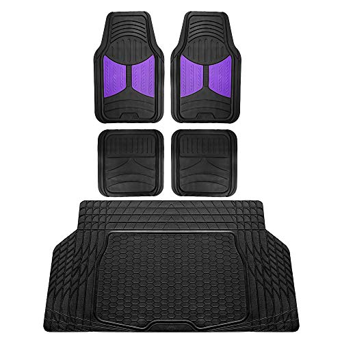 FH Group Monster Eye Full Set Rubber Floor Mats w. Trimmable Vinyl Trunk Liner/Cargo Mat Black- Fit Most Car, Truck, SUV, or Van (Purple/Black) F11313- F16403 - color: Purple /Black, size: Universal, style: Floor Mat + Cargo Mat Set