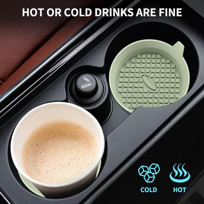 Car Cup Holder Coasters [4 Pack] Silicone Cups Mats, Automotive Universal Non-Slip Recessed Interior Accessories Desert Sage - color: 4pack-desert Sage