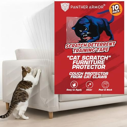10 Pack Cat Scratch Furniture Protector Tape Sheets – Double-Sided Sticky Training (5 XL, 5 Large) – Anti-Scratch Couch & Sofa Guard – Clear – Not for Leather, Velvet, Microfiber - size: 10 Sheets