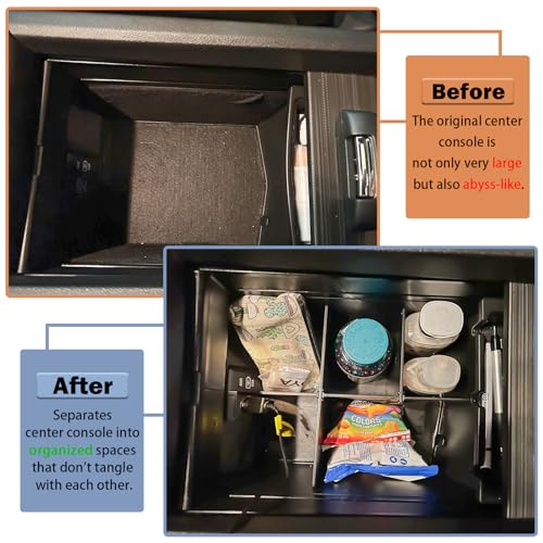 RUNROAD Center Console Organizer Compatible with Honda Pilot (2016-2022)/ Ridgeline (2017-2023)/ Passport (2019-2023) Accessories, Insert Armrest Dividers ABS Secondary Console Storage Box