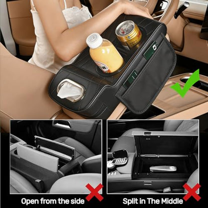 Upgrade Multifunctional Car Armrest Cushion,Center Console Cover with 2 Cup Holder,Arm Rest Cover for Car,Car Armrest Storage Box, Car Accessories Center Console Organizers for Most Cars - style: Style B