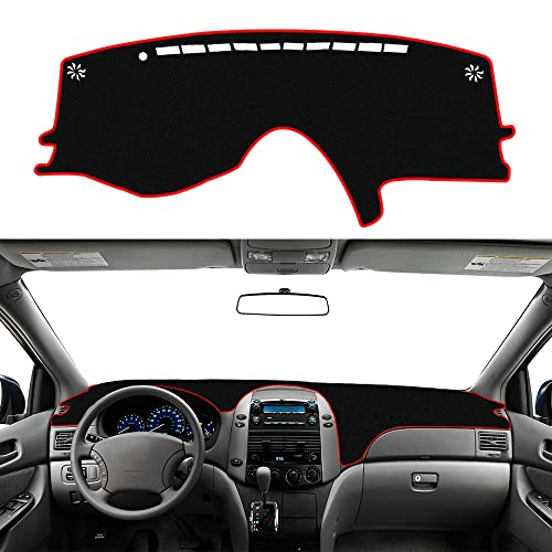 Dashboard Cover Dash Cover Mat Pad Carpet Custom Fit for Sienna 2004-2010 Accessories Anti-Skid Center Console Protector Cover Mat(Red Edge) - color: Red Edge, size: For Toyota Sienna 2004-2010