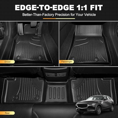 Floor Mats & Cargo Mats Set Fit for Mazda CX-30 2020-2026 All Weather Floor Liners Heavy Duty Car Mats Trunk Liner TPE Heavy Duty Non-Slip Automotive Floor Liners Full Set CX30 Accessories - style: 1)20-25 CX-30 Floor & Cargo Mats