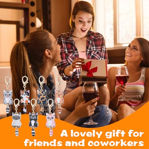 7 Pcs Cat Keychain, Cute Cats Charms, Kawaii Cat Key Chains, Kitty Keyring, Cats Accessories for Women Car Keys Purse Handbags Girls Women Gift DIY Crafts (Tail Can Wag)