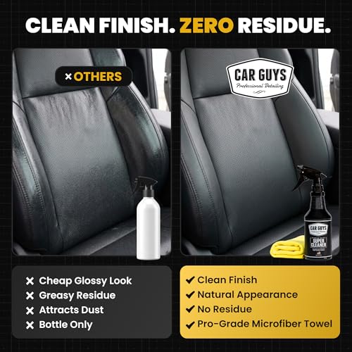 CAR Guys Super Cleaner | Interior Car Cleaner for Tough Stains | Stain Remover for Car Seats, Carpet, Upholstery, & Leather | 18 Oz Kit with Microfiber Towel - size: 18 Oz Kit (w/ Towel)