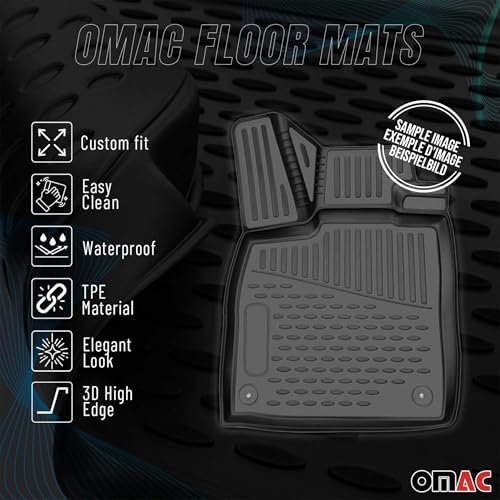 OMAC Floor Mats Liner for Lexus RX350 2009-2012 Black TPE All-Weather 4Pcs - size: for RX350 2009-2012 / Black, style: Floor Mats