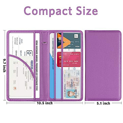 CoBak Car Registration and Insurance Holder - Vehicle Glove Box Car Organizer,Auto Truck Comparment Accessories Case with Magnetic Closure for Essential Document,Driver License,Cards - color: L-Pebbled Purple