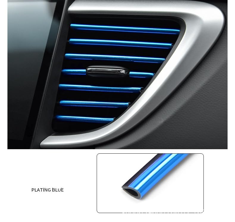 20PCS Car Vent Trim Strips, Red & Blue Chrome PVC | Air Vent Outlet Cover Decor, Universal AC Vent Decoration, DIY Accessories, Easy Install