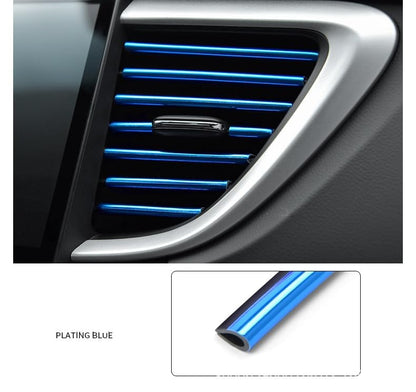20PCS Car Vent Trim Strips, Red & Blue Chrome PVC | Air Vent Outlet Cover Decor, Universal AC Vent Decoration, DIY Accessories, Easy Install