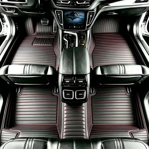 Customize Floor Mats for Cars fit 98% Sedans SUV Sports, Custom Automotive Floor Mat Fit Truck All Weather Car Protection Pads Non-Slip Auto Interior Mats (Black Red Stripe) - color: Black Red Stripe