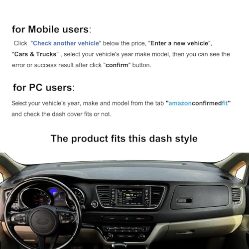 Dash Cover Mat Custom Fit for Kia Sedona, Dashboard Cover Pad Carpet Protector F138 (Black) - color: black