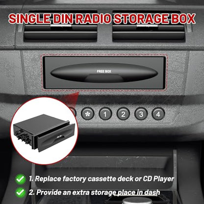 RED WOLF Car Radio Stereo Single Din Storage Box Dash Trim CD Player Holder Storage Box Mounting Pocket Drawer Kit