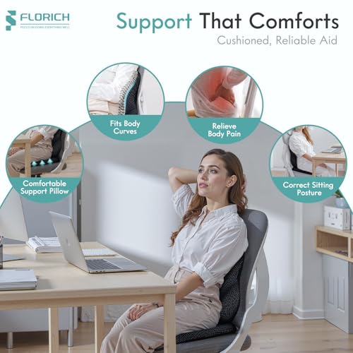 Car Seat Cushion and Lumbar Support Pillow for Office Chair Car, Ergonomic Memory Foam, Relieves Back Sciatica Pain, Pressure-Relieving Back Support for Car, Office Chair & Wheelchair – Black - color: Black, size: Seat Cushion&Lumbar Pillow