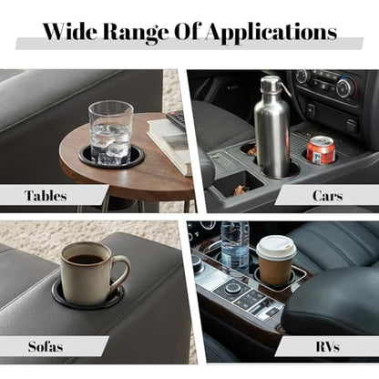 Cup Holder Insert, 2 Pack Cup Holder Inserts for Car,Universal Plastic Recessed Container Universal for Rv Boat Couch Golf Cart (Black)