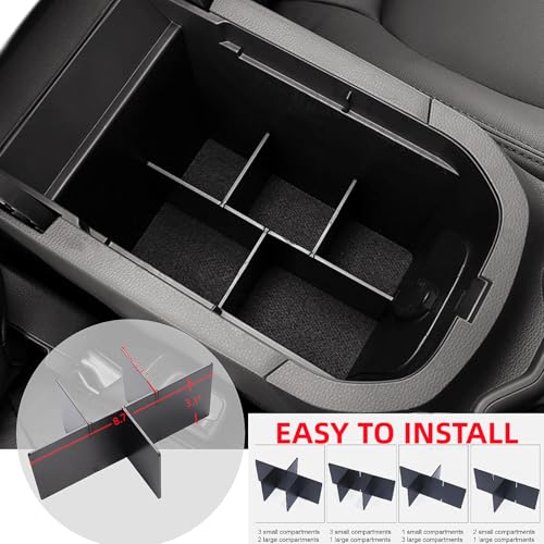 3Pcs Center Console Organizer Divider Storage Tray Compatible with Toyota RAV4 2019-2025 Armrest Storage Box Interior Accessories, Gear Shift Storage Tray Box Insert Divider
