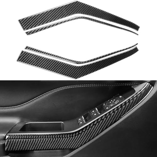 NVCNX Real Premium Carbon Fiber for Ford Explorer Accessories 2020-2024 2021 2022 2023 Car Door Sides Window Lift Switch Panel Strip Cover Interior Trim Thick Overlay Sticker Decal 4PCs