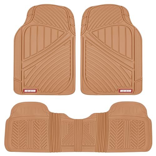 BDK Beige Heavy Duty Front & Rear Rubber Floor Mats Universal Liners for Car SUV Van & Truck, All Weather Protection with Anti-Slip Nibs, Fit Contours of Most Vehicles - color: 773-BG