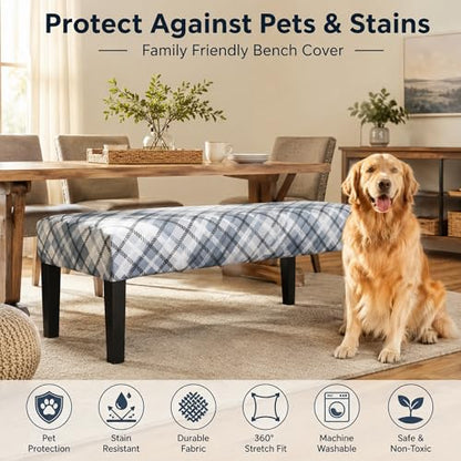 FUANGUI Floral Bench Cover,Stretch Dining Bench Cover for bedrooms, Living Rooms, Kitchens, Protector Chair Bench Piano Bench Seat Covers Stool Slipcover Removable, Washable - 03 - color: 03