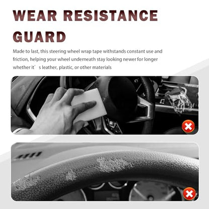 2PCS Steering Wheel Wrap Sweat-Absorbing Anti-Slip,14.76Ft Self-Adhesive Steering Wheel Tape for Improved Grip and Driving Comfort,Universal Car Wheels Cover Car Accessories
