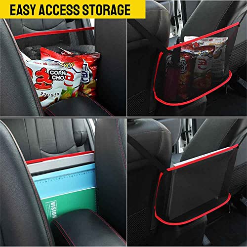 QBUC Car Net Pocket Handbag Holder, Mesh Cargo Car Storage Universal Storage Bag for Handbag Bag (Red) - color: Red-Net