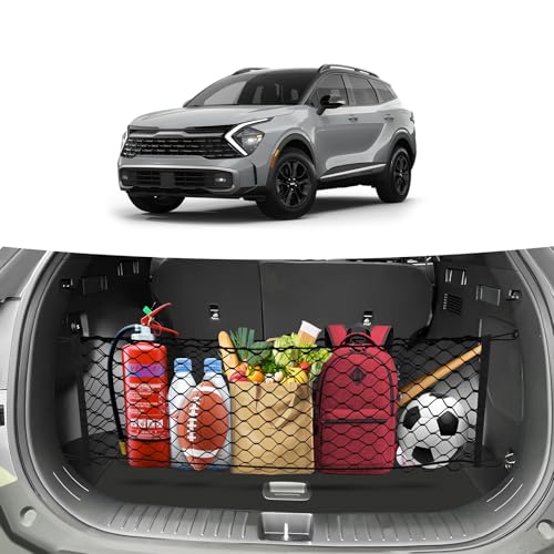 Canvcle Trunk Cargo Net for 2023-2025 2026 Kia Sportage Accessories Envelope Style Mesh Trunk Net Organizer and Storage Stretchable Adjustable Elastic Nylon Rear Cargo Netting with Hooks - style: for Kia Sportage