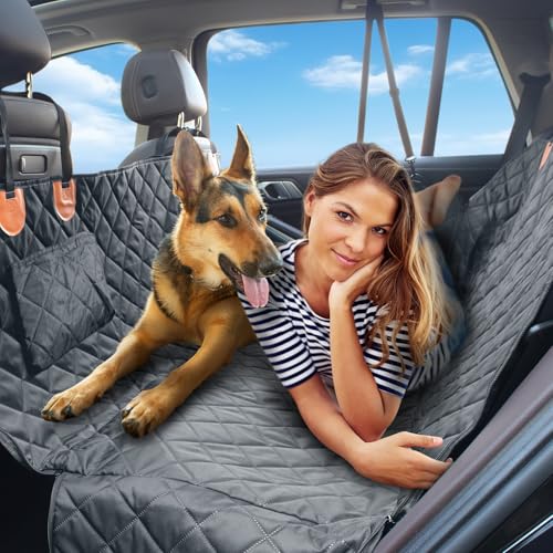 Car Hammock for Dogs Back Seat – 100% Waterproof Heavy Duty 600D Oxford Dog Backseat Cover, Scratch-Proof & Nonslip Dog Hammock for Car, Multi-use Back Seat Dog Hammock, and for Trucks & SUVs