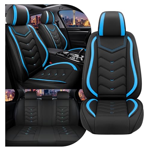 Car Seat Covers for Ford Fusion 2006-2020, Stylish Sport Seat Cover, Premium Nappa Leather Car Seat Cover. Automobile Seat Covers Sets.(Standard 5 Seats/Black Blue) - color: Black Blue, size: Standard 5 Seats