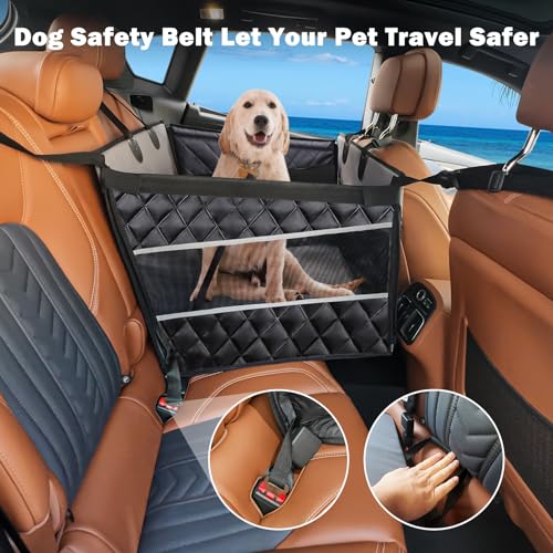 MIXJOY Dog Car Seat for Large Medium Dogs, Back Seat Extender for Pets, Waterproof Pet Carseat for Medium Sized Dog, Hammock for Pet, with Storage Pocket for Cars/SUV/Truck(L-28 * 22 * 20.5in) - size: L