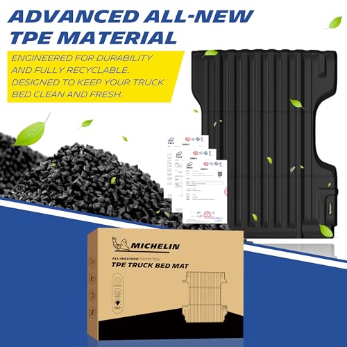 MICHELIN Truck Bed Mat for 2005-2021 Nissan Frontier 6 FT / 73.3" Only, All-Weather Truck Bed Liner, Custom Fit, Durable TPE Bedliner, Non-Slip - size: 3) Frontier | 05-21 | 6 FT