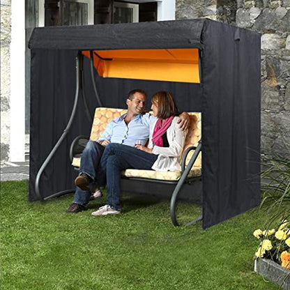 Patio Swing Cove,3 Triple Seater Hammock Cover Garden Swing Cover Garden Hammock Glider Chair Cover Outdoor Swing Cover UV Resistant Swing Canopy Cover(87 * 60 * 72inch) Black - color: Black, size: 87L x 60W x72H inch