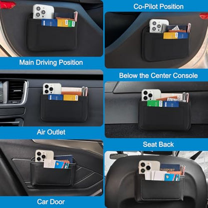 Accmor 2pcs Universal Car Side Pocket Organizer, PU Leather Car Pocket Pouch Cell Phone Sunglasses Holder Organizer Accessories for Car Seat, Door, Window, Console