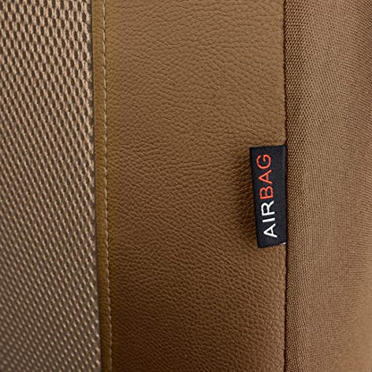 Flying Banner car seat Covers Full Set Faux Leather Air Mesh Breathable Man Lady Airbag Compatible Rear Bench Split 40/60 50/50 60/40 Truck Pick Up (Full Set - Low Back, Solid Beige) - color: Solid Beige