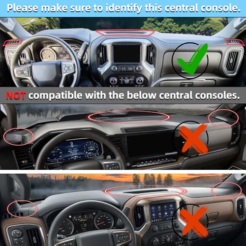 SKYLOTEC Dash Cover Mat Fit for 2019-2022 2023 2024 2025 Chevy Chevrolet Silverado 1500 2500HD 3500HD, 2019-2023 GMC Sierra 1500 2500HD 3500HD w/o Head Up Display No Speaker Cutout Dash Pad Protector - size: 2019-2025 Silverado/Sierra without HUD