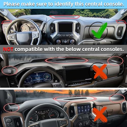 SKYLOTEC Dash Cover Mat Fit for 2019-2022 2023 2024 2025 Chevy Chevrolet Silverado 1500 2500HD 3500HD, 2019-2023 GMC Sierra 1500 2500HD 3500HD w/o Head Up Display No Speaker Cutout Dash Pad Protector - size: 2019-2025 Silverado/Sierra without HUD